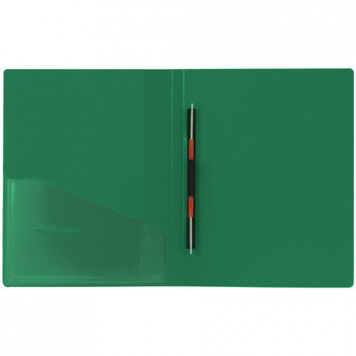 Папка с металлическим скоросшивателем и внутренним карманом BRAUBERG Contract, зеленая, до 100 л., 0,7 мм, бизнес-класс, 221784