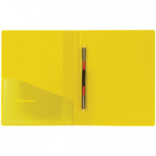 Папка с металлическим скоросшивателем и внутренним карманом BRAUBERG Contract, желтая, до 100 л., 0,7 мм, бизнес-класс, 221785
