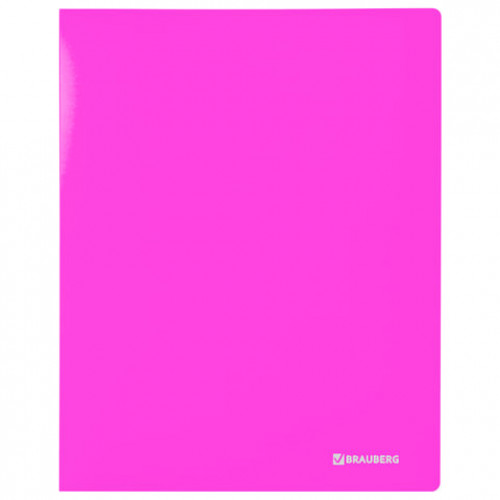 Папка с металлическим скоросшивателем и внутренним карманом BRAUBERG Neon, 16 мм, розовая, до 100 листов, 0,7 мм, 227466