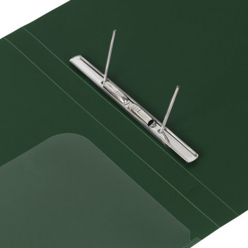Папка с металлическим скоросшивателем и внутренним карманом BRAUBERG Диагональ, темно-зеленая, до 100 листов, 0,6 мм, 221354