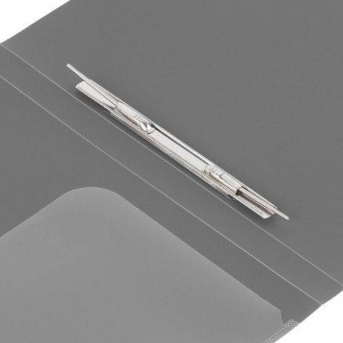 Папка с металлическим скоросшивателем и внутренним карманом BRAUBERG Диагональ, серебристая, до 100 листов, 0,6 мм, 221353