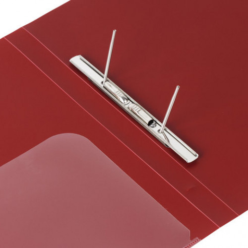 Папка с металлическим скоросшивателем и внутренним карманом BRAUBERG Диагональ, темно-красная, до 100 листов, 0,6 мм, 221355