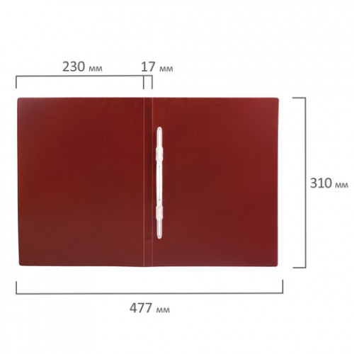Папка с пластиковым скоросшивателем BRAUBERG Office, красная, до 100 листов, 0,5 мм, 222643