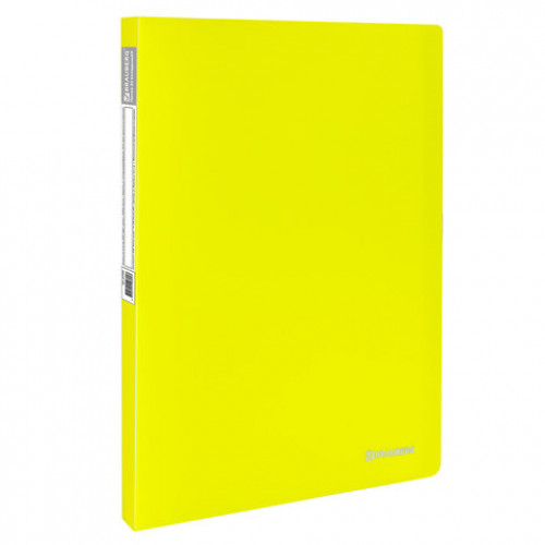 Папка 20 вкладышей BRAUBERG Neon, 16 мм, неоновая желтая, 700 мкм, 227449