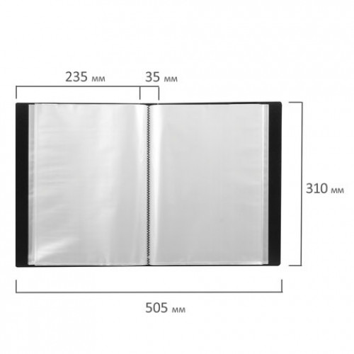 Папка 80 вкладышей BRAUBERG стандарт, черная, 0,9 мм, 221608