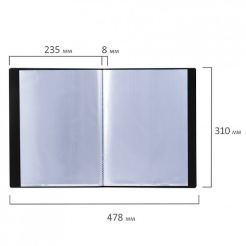 Папка 10 вкладышей BRAUBERG стандарт, черная, 0,5 мм, 221592