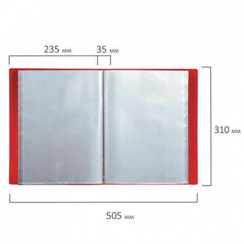 Папка 60 вкладышей BRAUBERG стандарт, красная, 0,8 мм, 228683