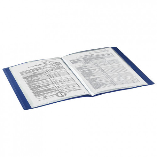 Папка 40 вкладышей BRAUBERG Contract, синяя, вкладыши-антиблик, 0,7 мм, бизнес-класс, 221777