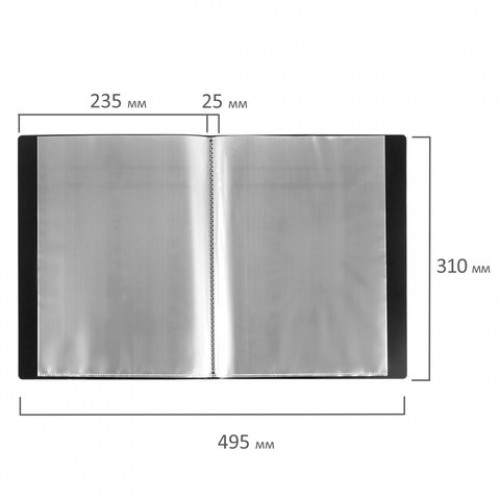 Папка 40 вкладышей BRAUBERG стандарт, черная, 0,7 мм, 221604