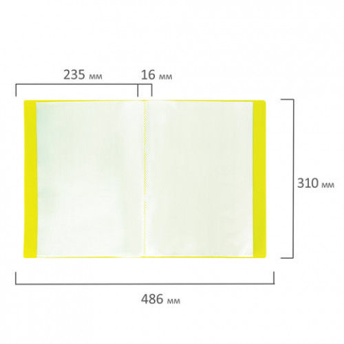 Папка 20 вкладышей BRAUBERG Neon, 16 мм, неоновая желтая, 700 мкм, 227449