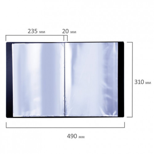 Папка 30 вкладышей BRAUBERG стандарт, черная, 0,6 мм, 221600