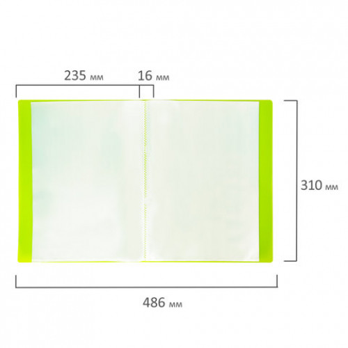 Папка 20 вкладышей BRAUBERG Neon, 16 мм, неоновая, зеленая, 700 мкм, 227448