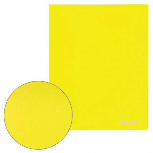 Папка 20 вкладышей BRAUBERG Neon, 16 мм, неоновая желтая, 700 мкм, 227449