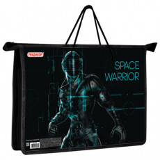 Папка на молнии с ручками ПИФАГОР А4, 1 отделение, пластик, ручки-шнурок, Space warrior, 270866