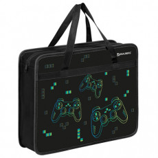 Папка на молнии с ручками BRAUBERG А4, 1 отделение, пластик, 80 мм, Pixel gamepad, 274497