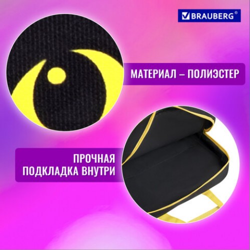 Папка на молнии с ручками BRAUBERG А4, 1 отделение, полиэстер, 80 мм, Dark cat, 272178