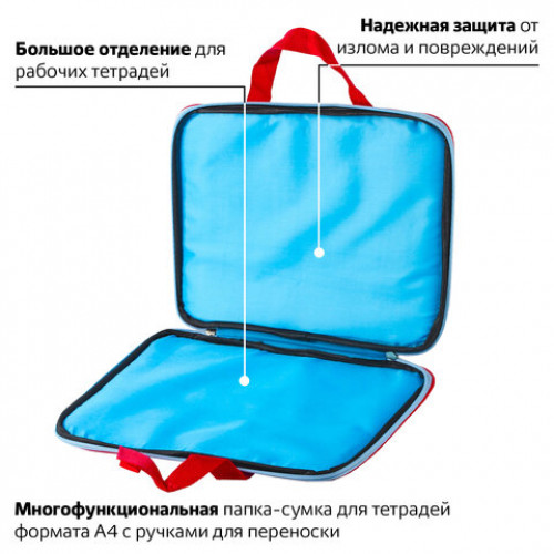 Папка на молнии с ручками BRAUBERG, А4, ткань, с подкладкой, сублимация, для девочек, Китти, 227080
