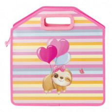 Папка с ручками ЮНЛАНДИЯ, 1 отделение, пластик, 35х34х13 см, молния сверху, Baby Sloth, 270347