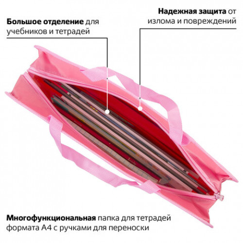 Папка на молнии с ручками ЮНЛАНДИЯ, А4, 1 отделение, молния сверху, BUNNY, 228174