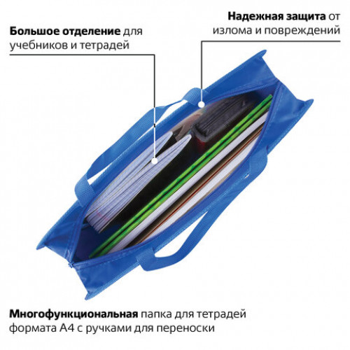 Папка на молнии с ручками ЮНЛАНДИЯ, А4, 1 отделение, пластиковая, 80 мм, Футбол, 228166