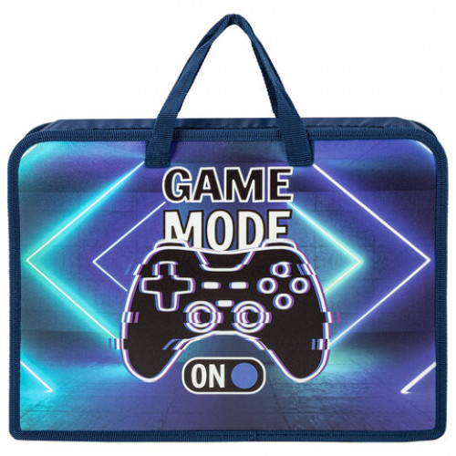 Папка на молнии с ручками ЮНЛАНДИЯ А4, 1 отделение, пластик, ширина 75 мм, Game mode, 270957
