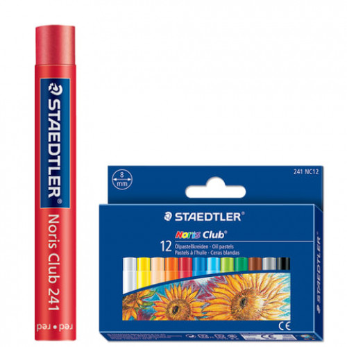 Пастель масляная художественная STAEDTLER (Германия) Noris club, 12 цветов, круглое сечение, 241 NC12
