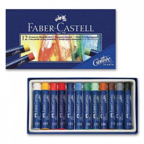 Пастель масляная художественная FABER-CASTELL Oil Pastels, 12 цветов, круглое сечение, 127012