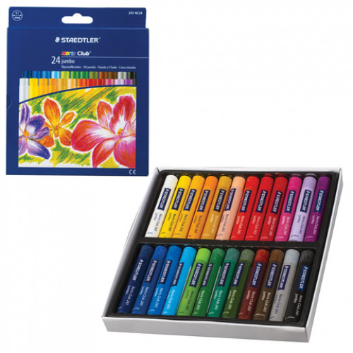 Пастель масляная художественная утолщенная STAEDTLER Noris club Jumbo, 24 цвета, круглое сечение, 243 NC24