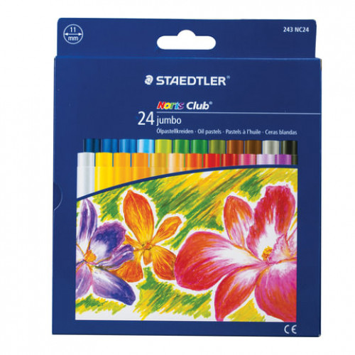 Пастель масляная художественная утолщенная STAEDTLER Noris club Jumbo, 24 цвета, круглое сечение, 243 NC24