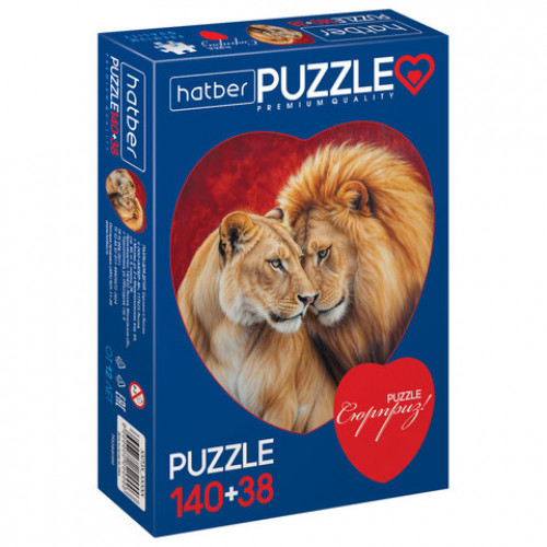 Пазл картонный 2 в 1 ДВА СЕРДЦА Premium, 140 + 38 элементов, ассорти, размер поля 270х280 мм, 100х110 мм, HATBER