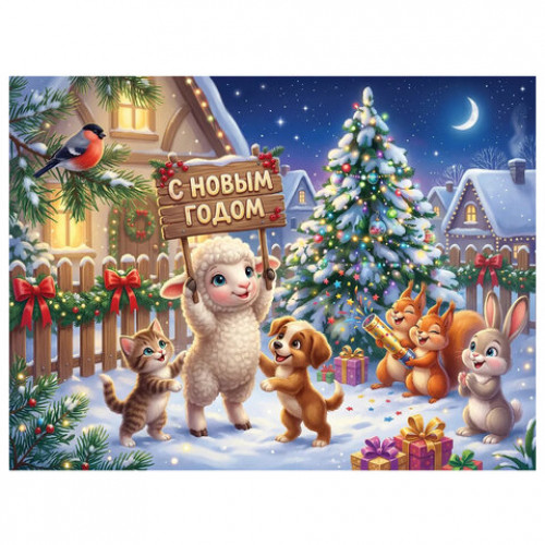 Пазл картонный Оживи мультфильм, Новый год, 35 элементов, АССОРТИ, 300х215 мм, 6 видов, РК