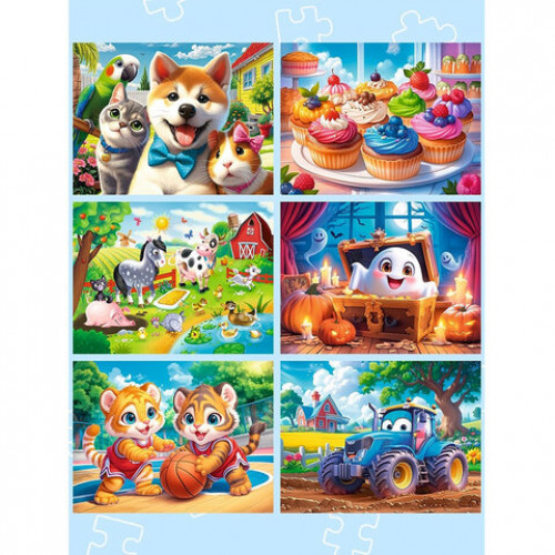 Пазл картонный Милые картинки, 12 элементов, АССОРТИ, поле 17,5 х 13 см, 20 видов