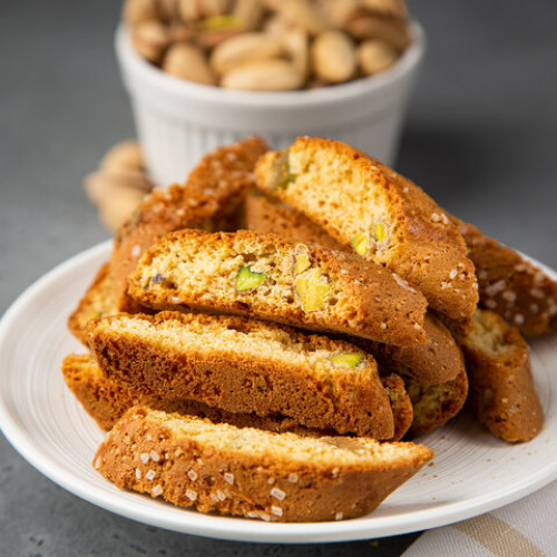 Печенье сахарное FALCONE Cantucci с фисташками и цедрой лимона, 180 г, картонная упаковка, MC-00013538