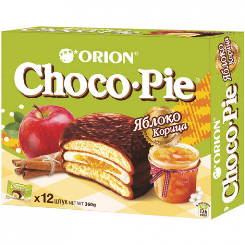 Печенье ORION Choco Pie Apple-Cinnamon яблоко корица 360 г (12 штук х 30 г), О0000012846