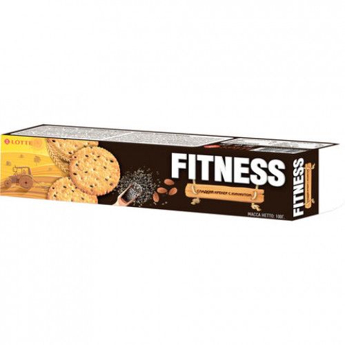 Печенье-крекер LOTTE Fitness, сладкие, с кунжутом, в картонной упаковке, 100 г