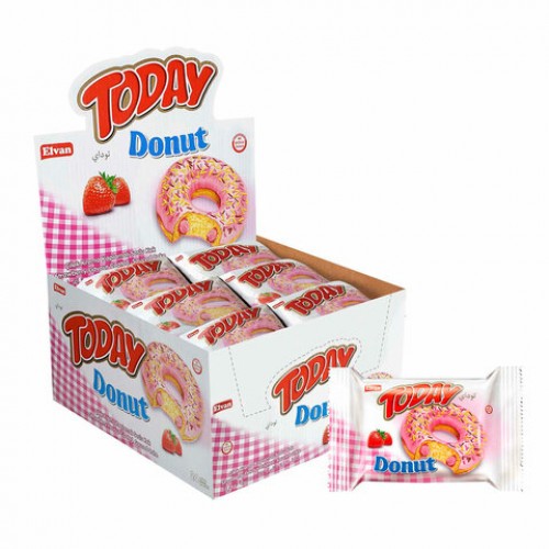 Кекс TODAY Donut, со вкусом клубники, ТУРЦИЯ, 24 штуки по 40 г в шоу-боксе, 1367