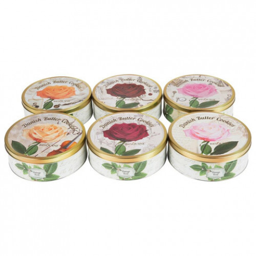 Печенье Датское BISQUINI (Бисквини) Vintage Rose Винтажная Роза, ассорти, жестяная банка, 400 г, 201614/ 101304