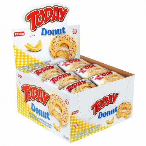 Кекс TODAY Donut со вкусом банана, ТУРЦИЯ, 24 штуки по 40 г в шоу-боксе, 1369