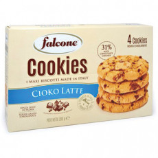 Печенье сахарное FALCONE Cookies с молочным шоколадом, 200 г, картонная упаковка, MC-00013546