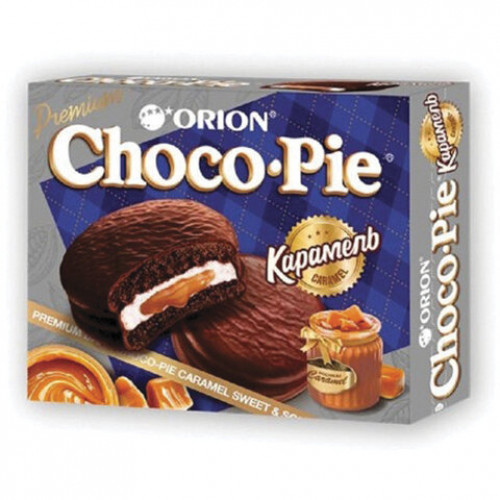 Печенье ORION Choco Pie Dark Caramel темный шоколад, карамельное, 360 г (12 штук х 30 г), О0000013514