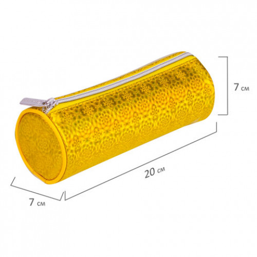 Пенал-тубус BRAUBERG, мягкий, Glitter Gold, 20х7х7 см, 229016