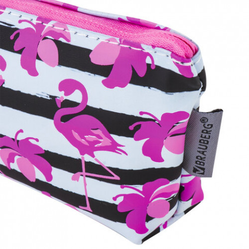Пенал-косметичка BRAUBERG треугольный, мягкий, Flamingo, 22х3х8 см, 229254
