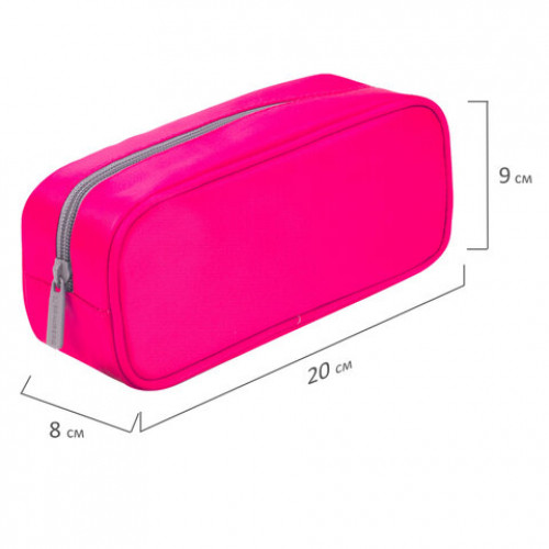 Пенал-косметичка BRAUBERG, мягкий, KING SIZE NEON PINK, 20х8х9 см, 229019