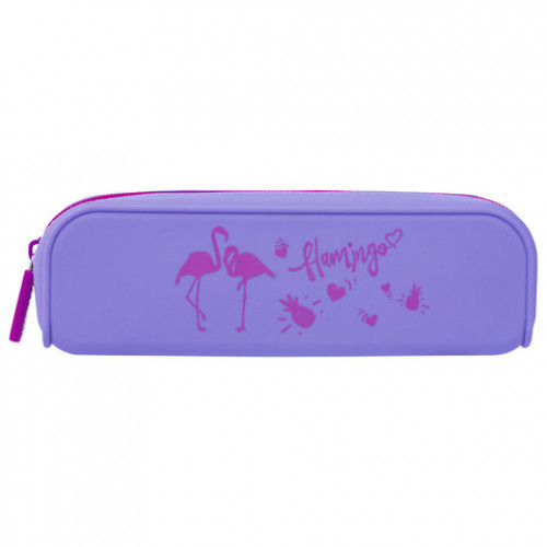 Пенал-косметичка BRAUBERG, силикон, Flamingo, 20х5х6 см, 229030