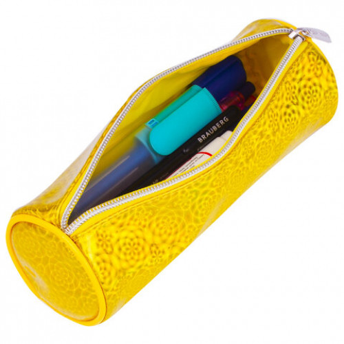 Пенал-тубус BRAUBERG, мягкий, Glitter Gold, 20х7х7 см, 229016