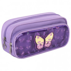 Пенал-косметичка ЮНЛАНДИЯ, 2 отделения, полиэстер, Butterfly, фиолетовый, 21х6х9 см, 270256 Пенал-косметичка ЮНЛАНДИЯ, 2 отделения, полиэстер, Butterfly, фиолетовый, 21х6х9 см, 270256