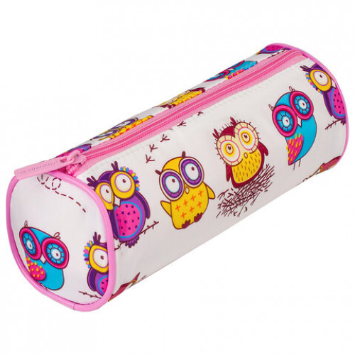 Пенал-тубус BRAUBERG, с эффектом Soft Touch, мягкий, Owls, 22х8 см, 229007
