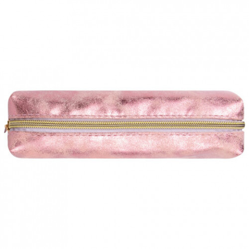 Пенал-косметичка BRAUBERG, экокожа, Luxury, с эффектом позолоты, розовый, 21х5х6 см, 228997