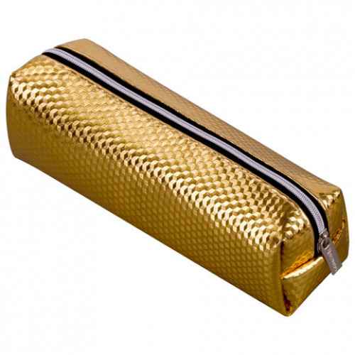 Пенал-косметичка BRAUBERG, глянцевый, мягкий, Celebrity Gold, 21х5х6 см, 228992