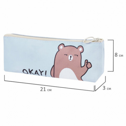 Пенал мягкий ПИФАГОР, 1 отделение, ПВХ, ассорти Animals, 21х8х3 см, 273826